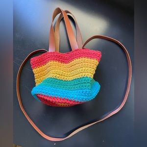 NWT Soludos Hazel Buckeg Bag Rainbow Crochet